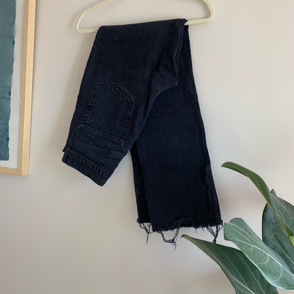 Black high rise straight leg jeans